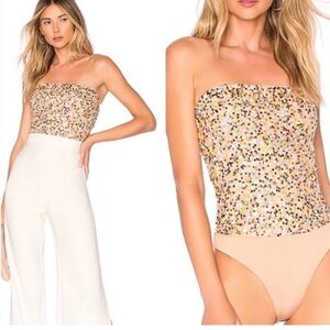 Revolve Majorelle Barta Sequin Thong Body Suit Top